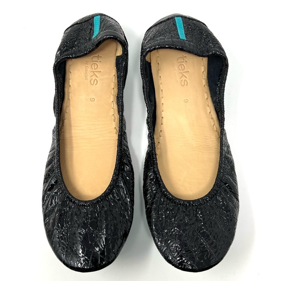 Tieks Black Patent Croc Embossed Ballet Flats Size 9 - Picture 2 of 8